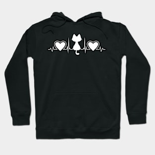 Cat and Heartbeat Hoodie